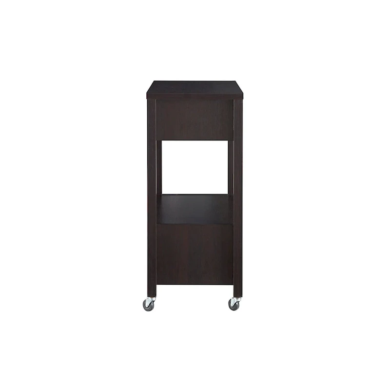 Modern 2-Drawer Caster Serving Cart with Towel Bar