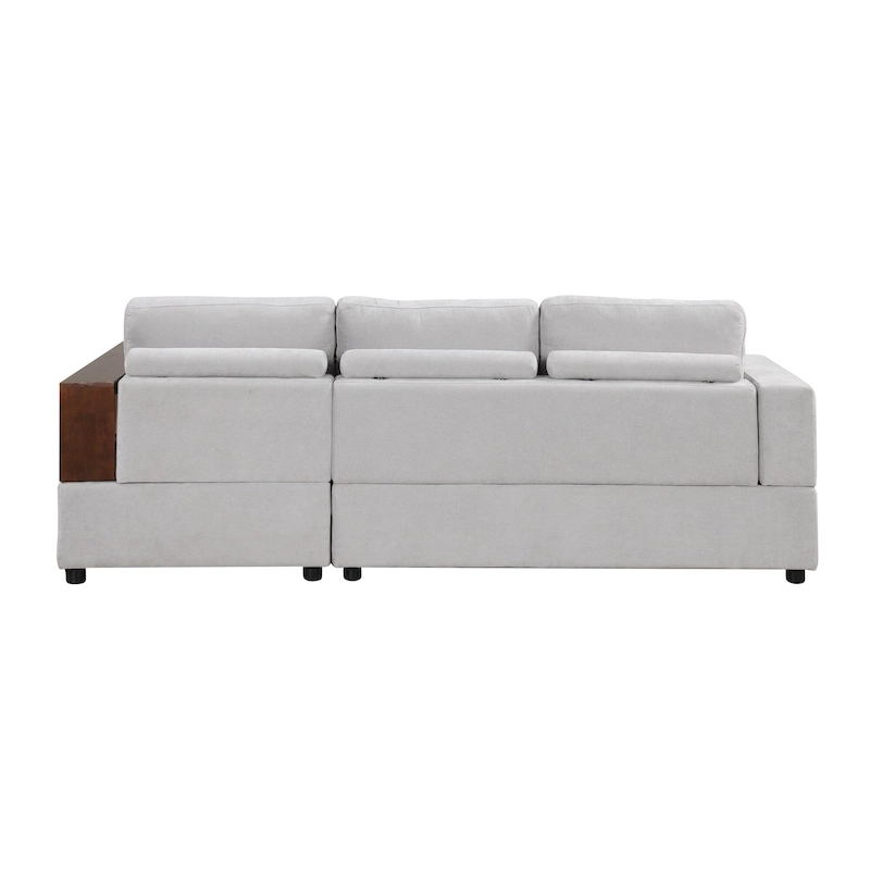Christopher Knight Home - 87.4 L-Shaped Sectional Sofa with Reversible Armrests and Integrated Chaise Lounge