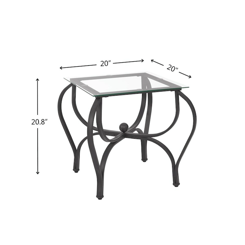 3-Piece Tempered Glass Coffee Table Set - Rectangle Coffee Table with 2 Square End Side Tables