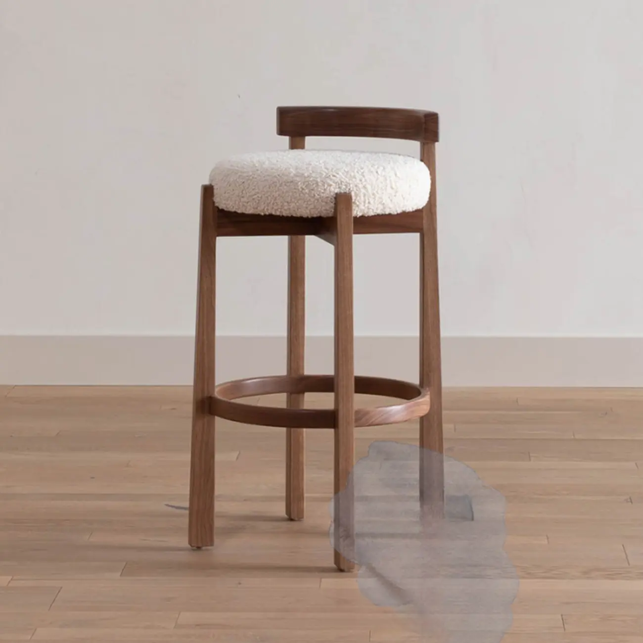 Glam Wooden Cushioned Bar Stools with Round Seat for Home Bar