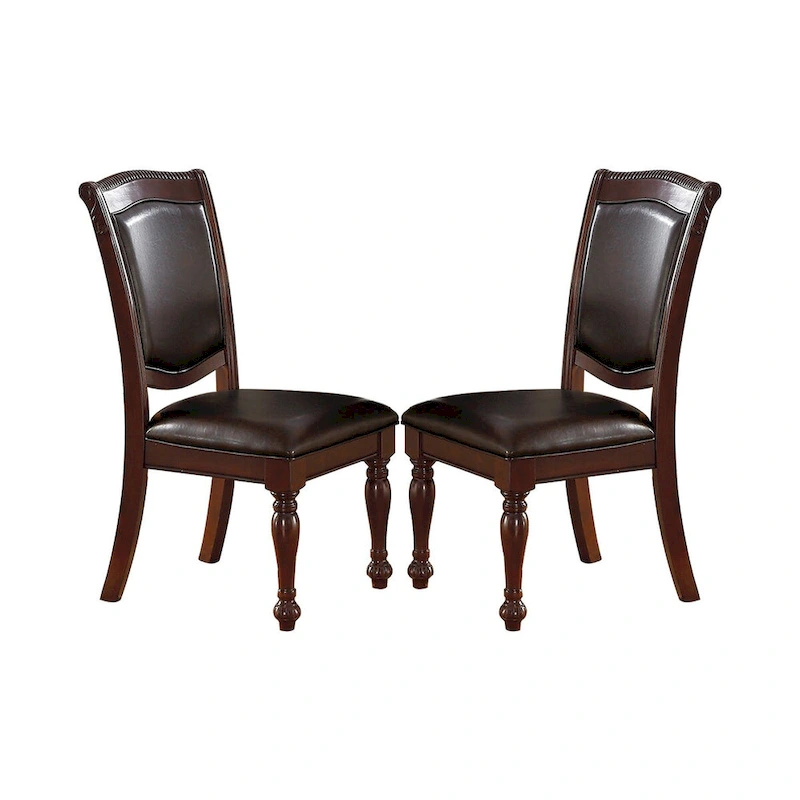 PU Upholstered Dining Chair, Dark Brown(Set of 2)