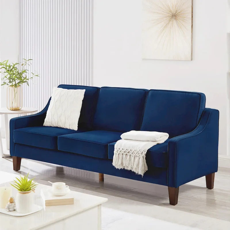 Modern Upholstered Sofa with Removable Cushions and Scooped Arms
