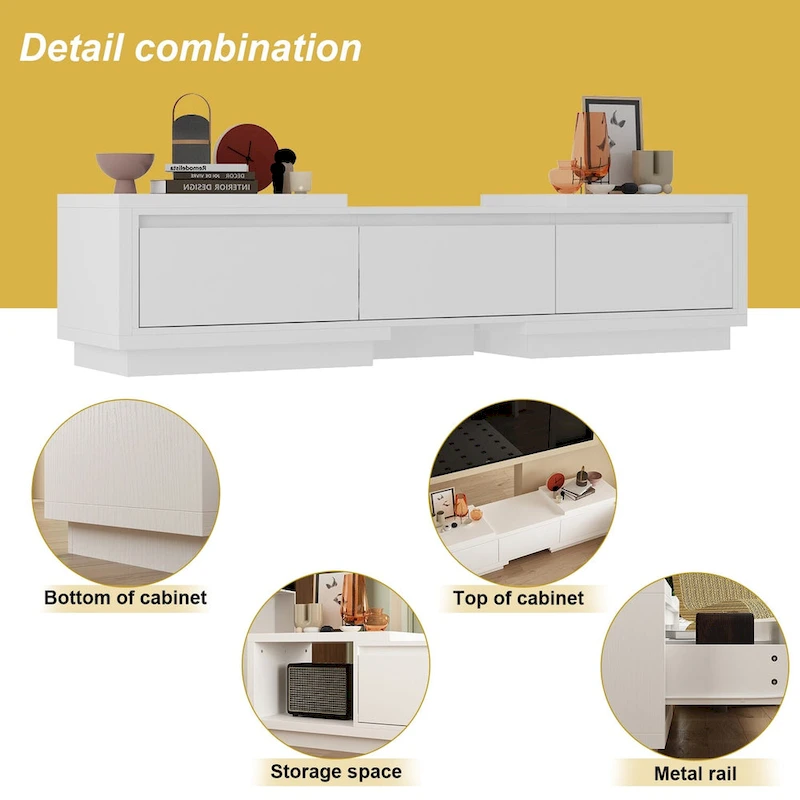 Entertainment Center Table Retracted Extendable TV Stand in Stretch