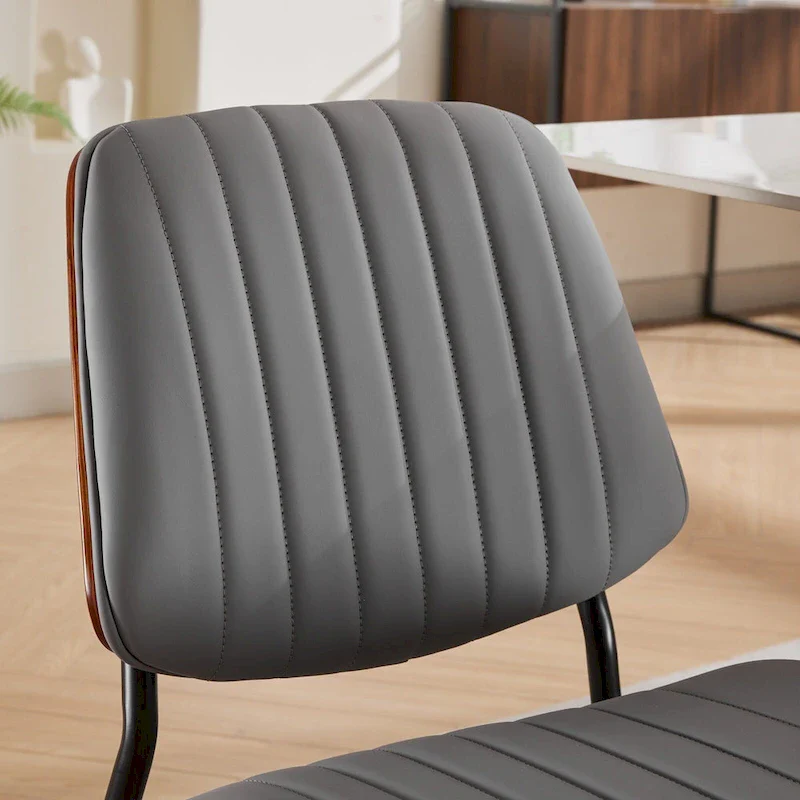 GDFStudio Mid Century Modern Armless Upholstered Dining Chairs with Metal Legs