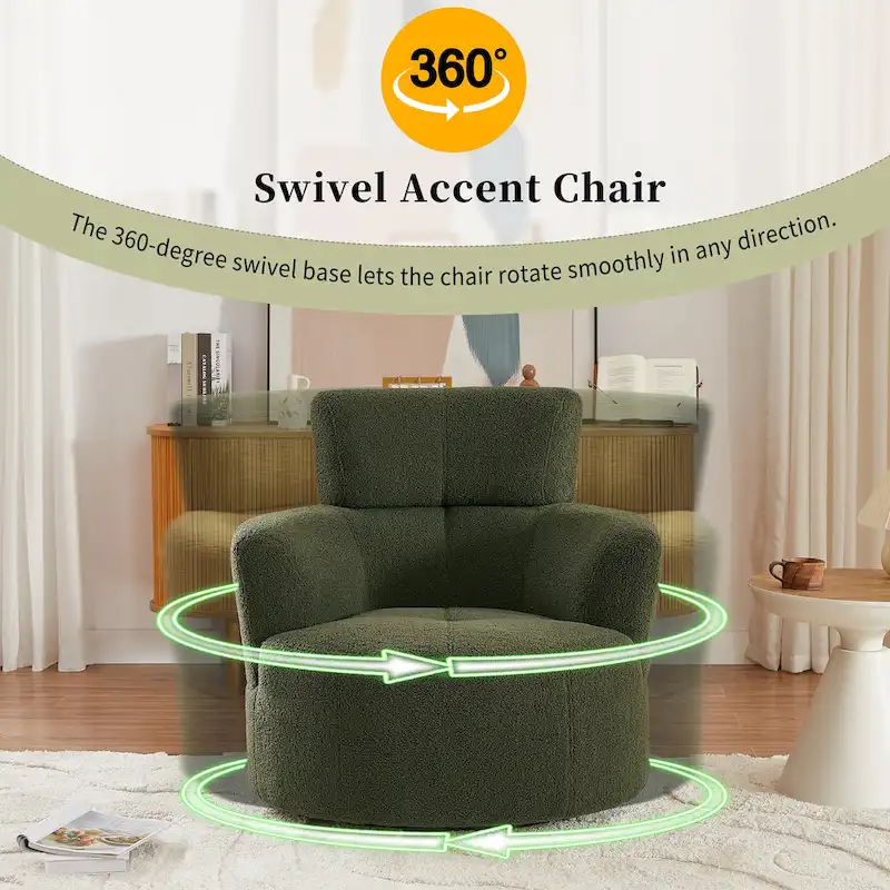 360 Swivel Barrel Chair with Adjustable Headrest - Berber Fleece Upholstery