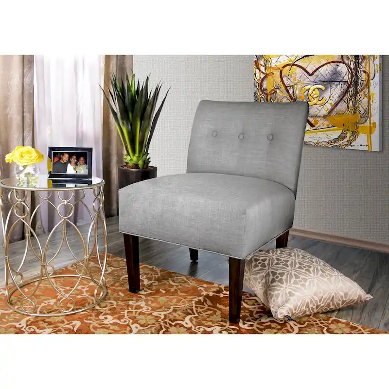 Button Tufted Ikat Accent Chair