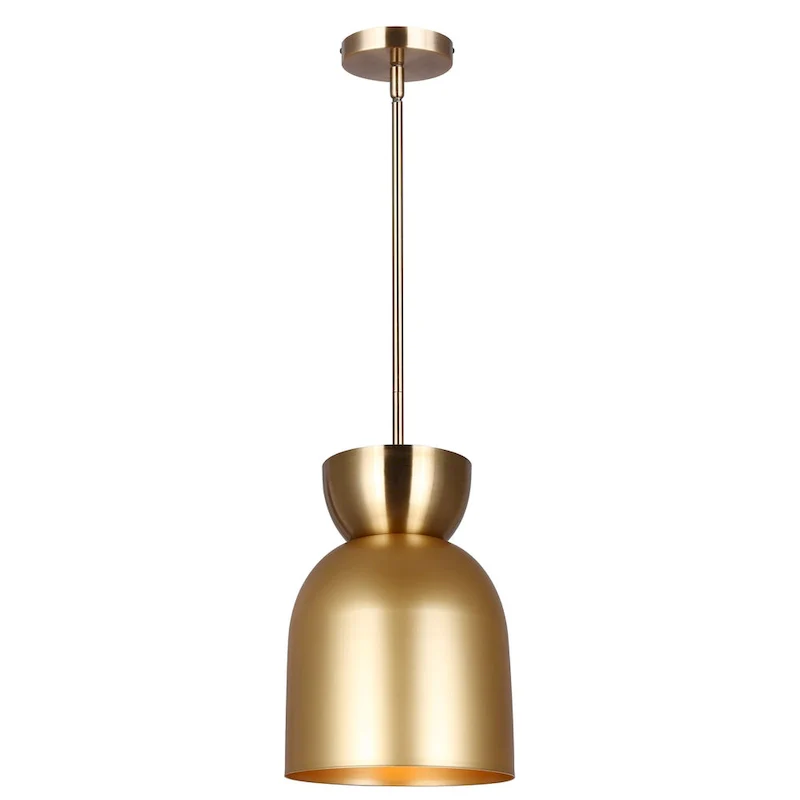 AUREA 60-Watt 1 Light Gold Mid Century Modern Pendant with Gold Metal Shade
