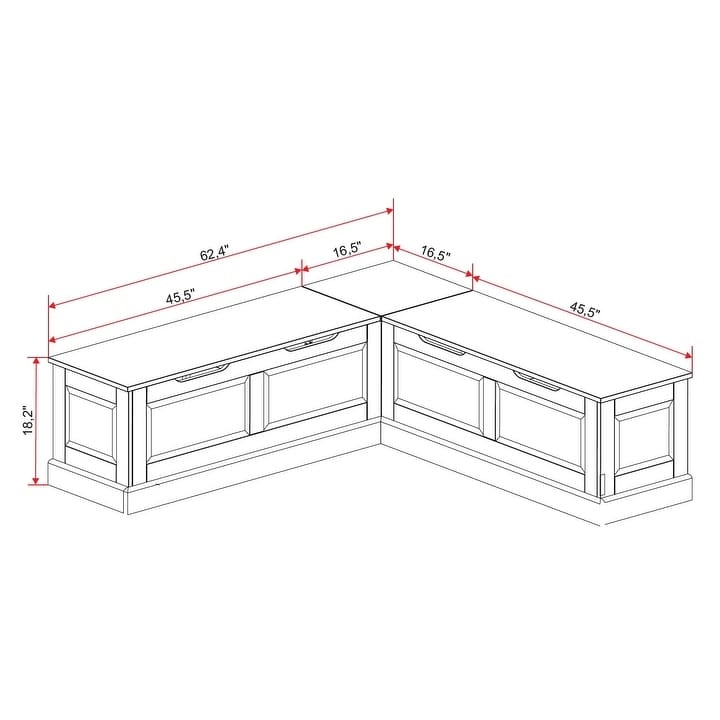 Josie L-shaped Backless Breakfast Nook Bench