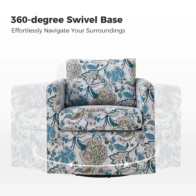 Erkenbald Modern Slipcovered Swivel Chair with Removable Cushion by HULALA HOME