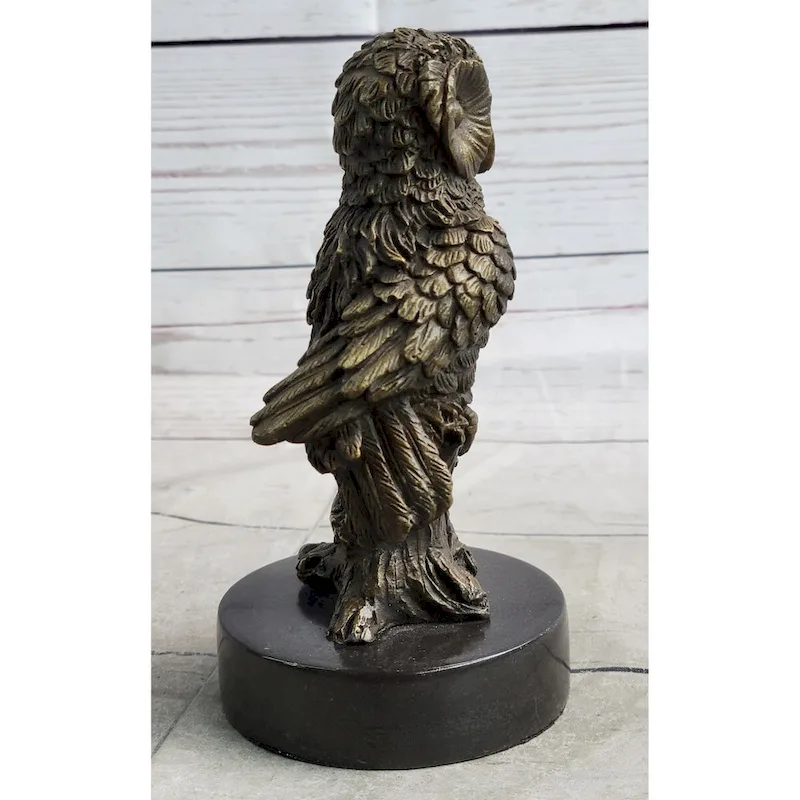 Miniature Bronze Owl Bird Statuette Sculpture Figure Bookend 6 Inches X 3 Inches