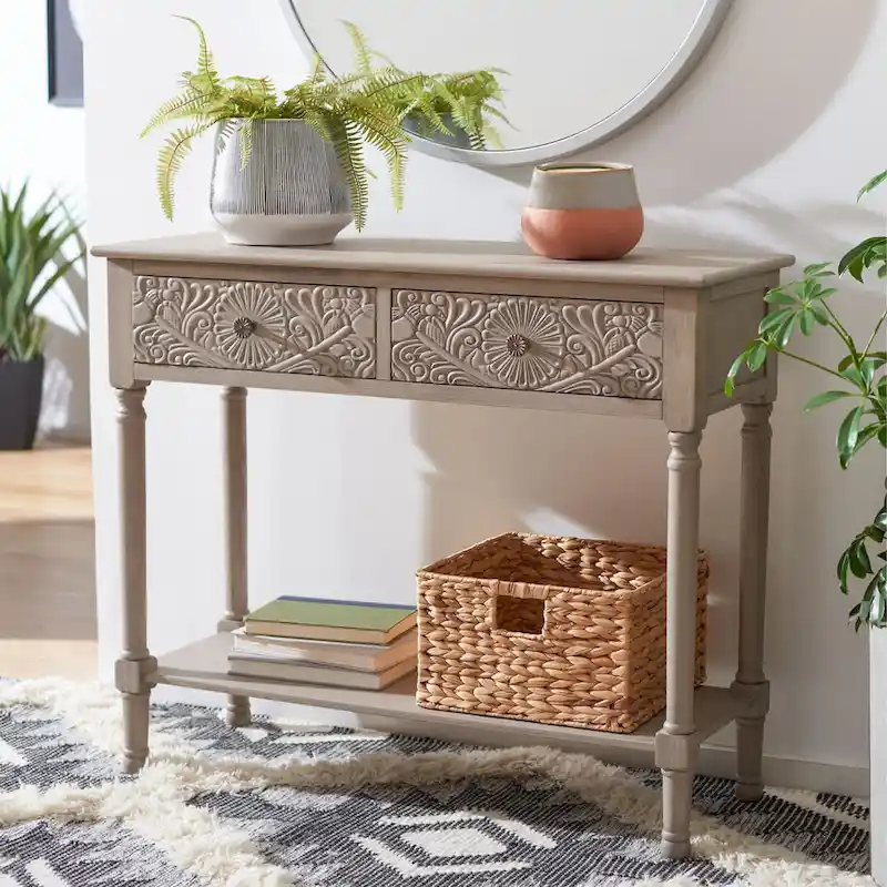 SAFAVIEH Leonia 2-Drawer Console Table - 35.5  W x 13  L x 29.5  H - 36Wx13Dx30H
