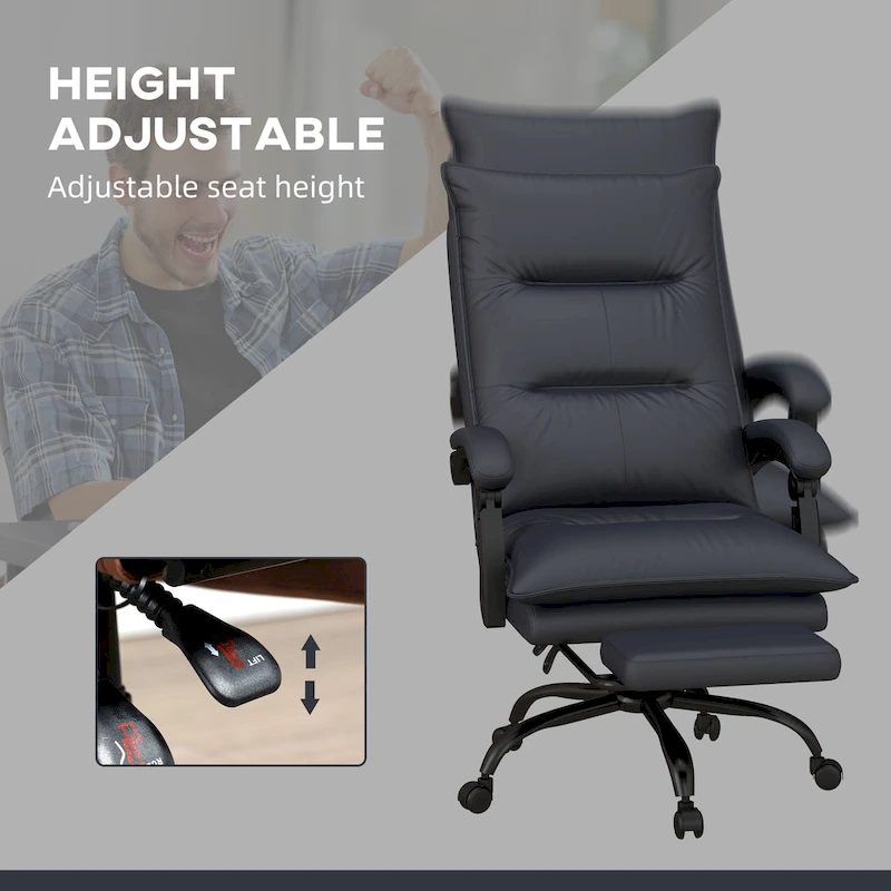 Vinsetto High Back Massage Office Chair with 6 Vibration Points, Heated Reclining Microfiber Computer Chair with Footrest