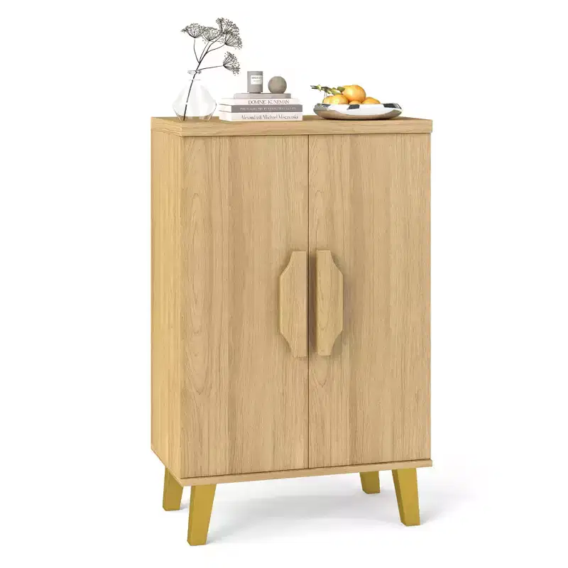 Costway Buffet Cabinet Storage Cabinet w/ Double Doors & 3 Detachable Shelves