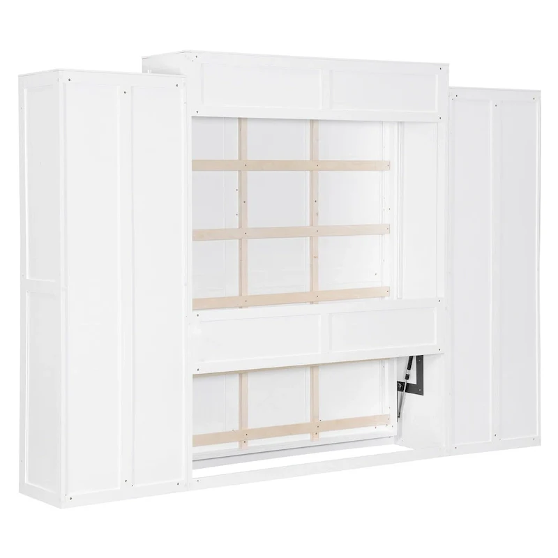 Queen Size Murphy Wall Bed with Wardrobe, Drawers and Fold-Down Desk