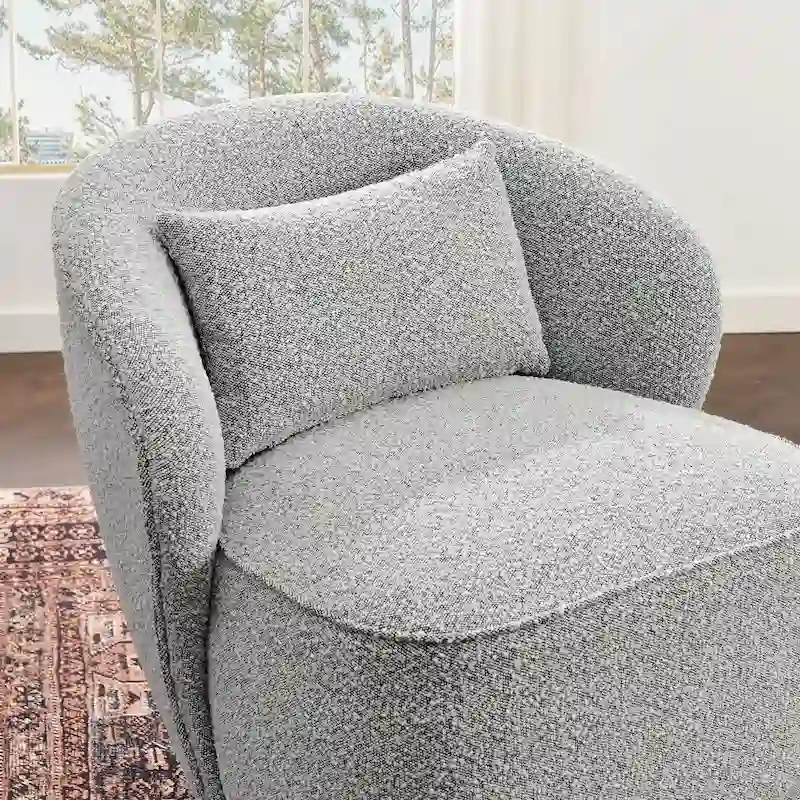 KINWELL 33 Wide Sherpa Boucle Upholstered Swivel Accent Chair