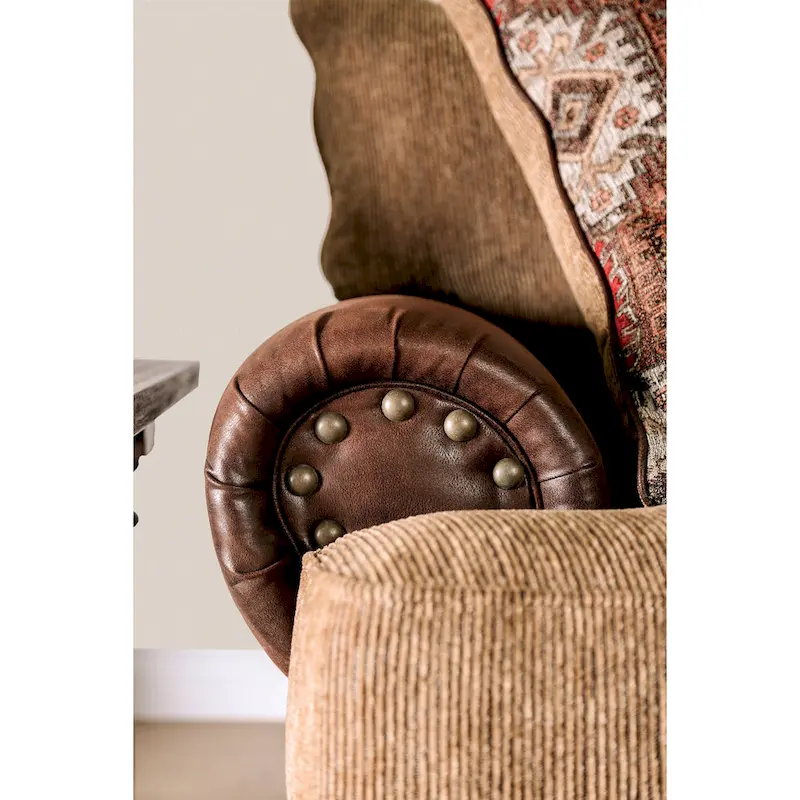 Dhirendra Traditional Brown Faux Leather Loveseat by Furniture of America