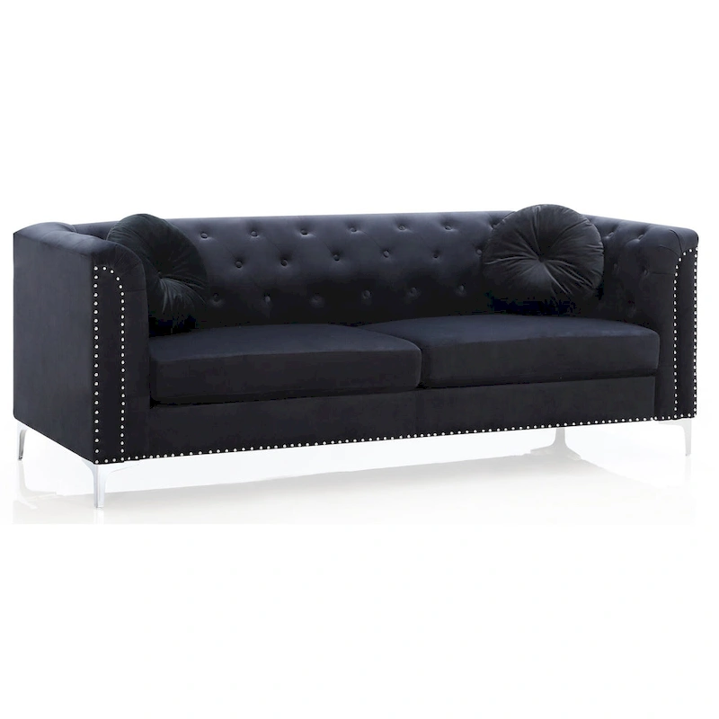 Pompano Velvet Button Tufted Sofa