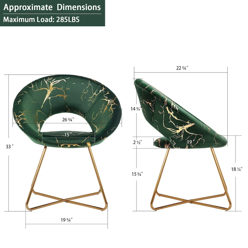 Modern Bronzing Velvet Upholstered Accent Chair Vanity Leisure Chair