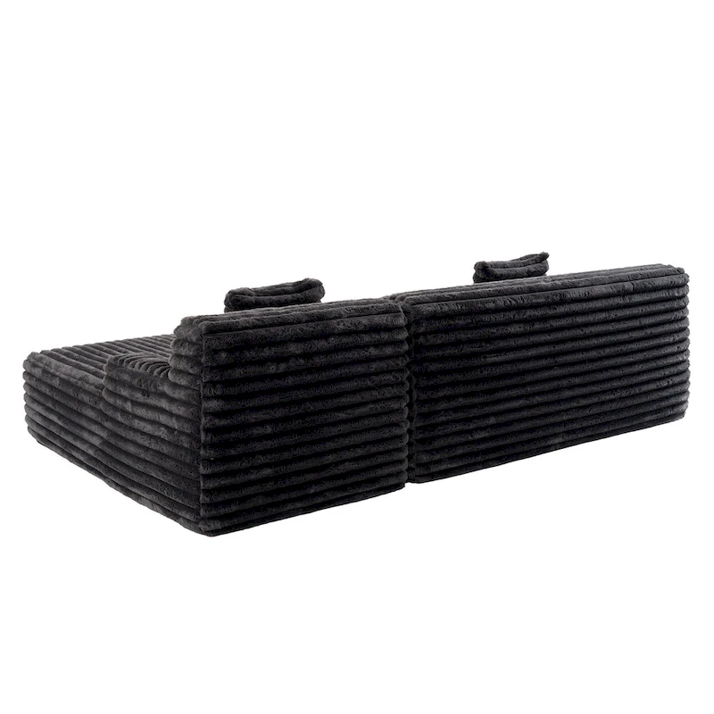 110 Faux Fur Cloud 3-Seater sat L-Shaped Sectional Sofa with Two Included Throw Pillows