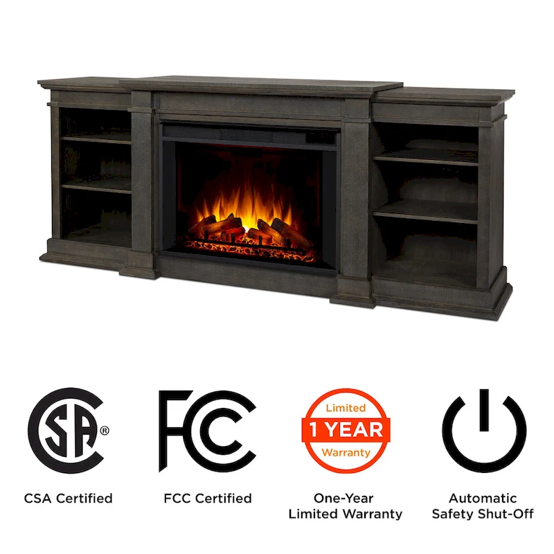 Eliot 81  Grand Antique Grey TV Stand Electric Fireplace by Real Flame