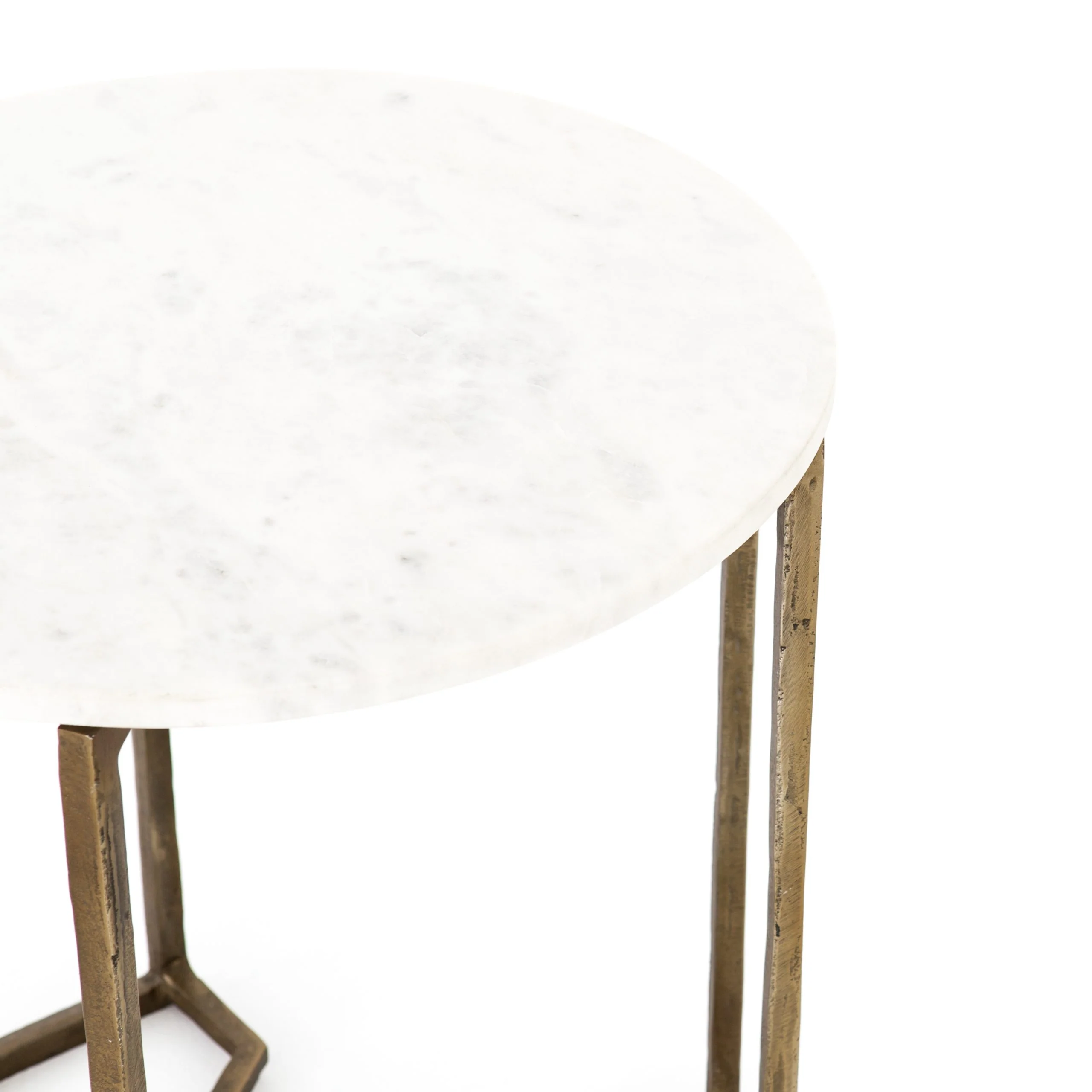 NAOMI MARBLE END TABLE-RAW BRASS