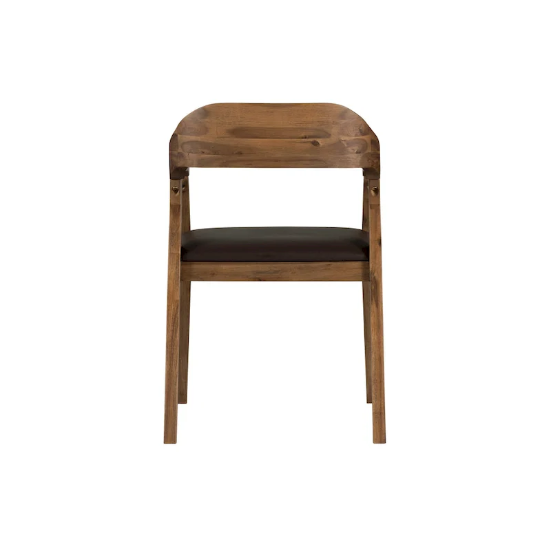 Rubberwood Dining Armchair with Faux Leather Seat
