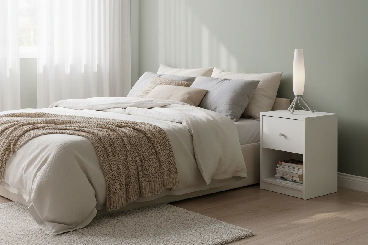 Contemporary 1-Drawer Nightstand with Storage Shelf in White