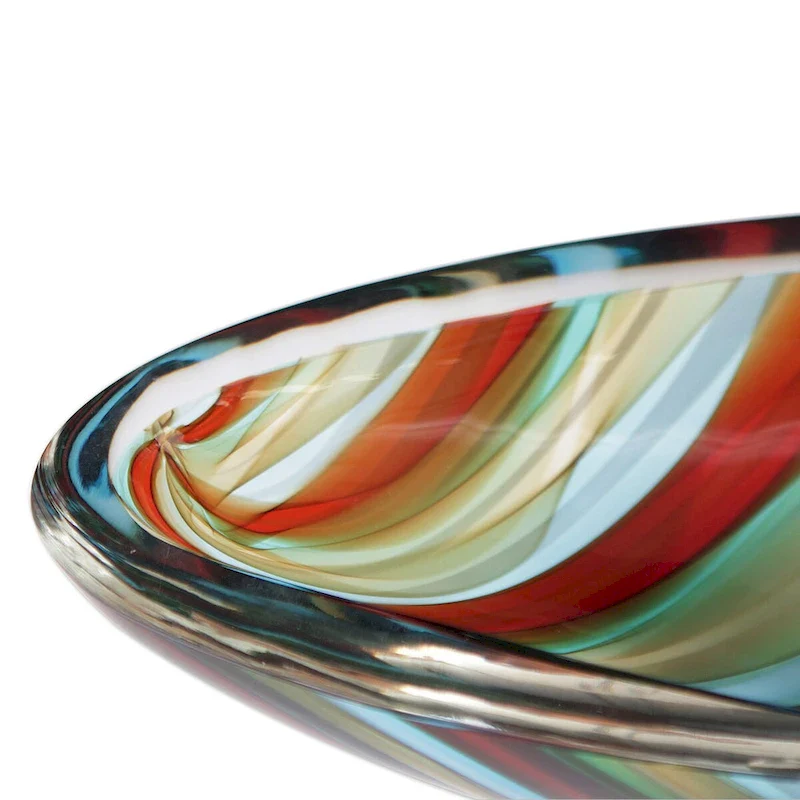 Novica Handmade Oval Circus Hand Blown Art Glass Centerpiece