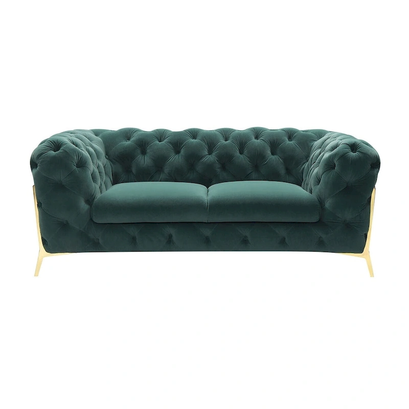 Divani Casa Sheila Transitional Emerald Green Fabric Loveseat