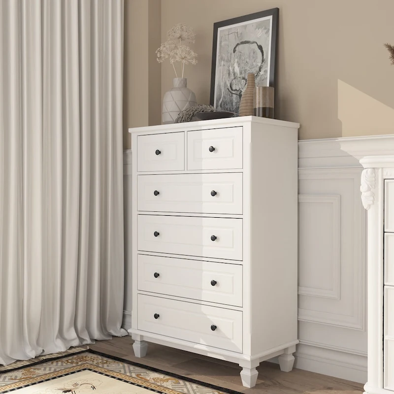 Modern Dresser with 6 Drawers Wood Chest of Storage Dressers Organizer