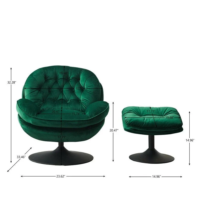 Swivel Leisure chair lounge chair velvet with ottoman