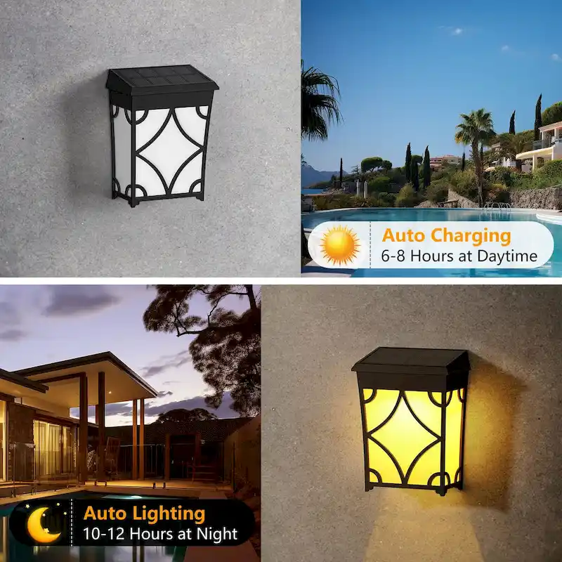 2 Modes LED Solar Fence Lights Waterproof,8 Pack