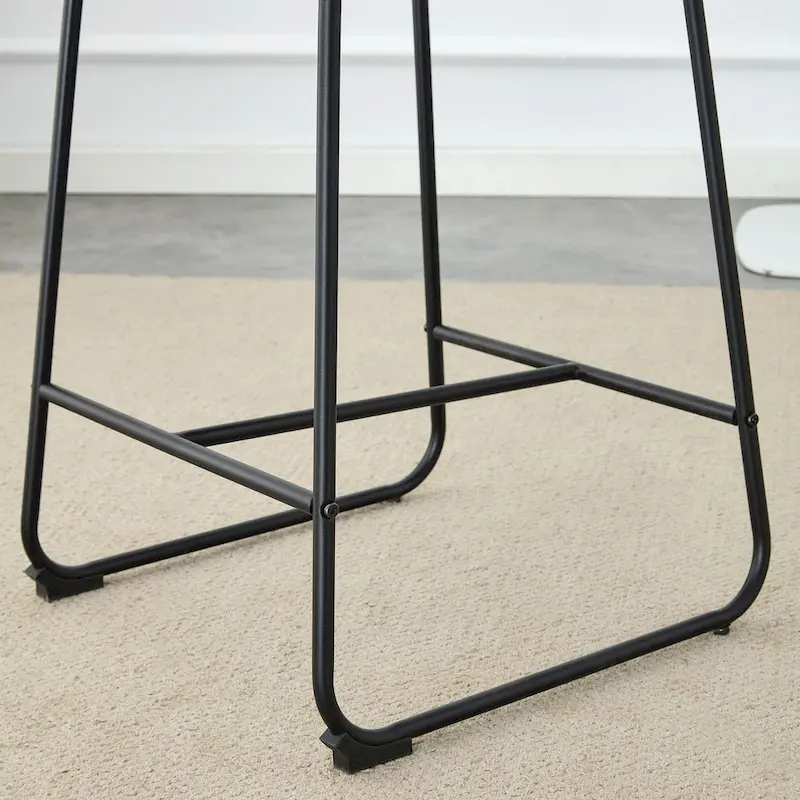 PU Leather Bar Stools Set of 2, Counter Height Bar Stools with Back and Footrest, Kitchens Island Chair with Metal Legs