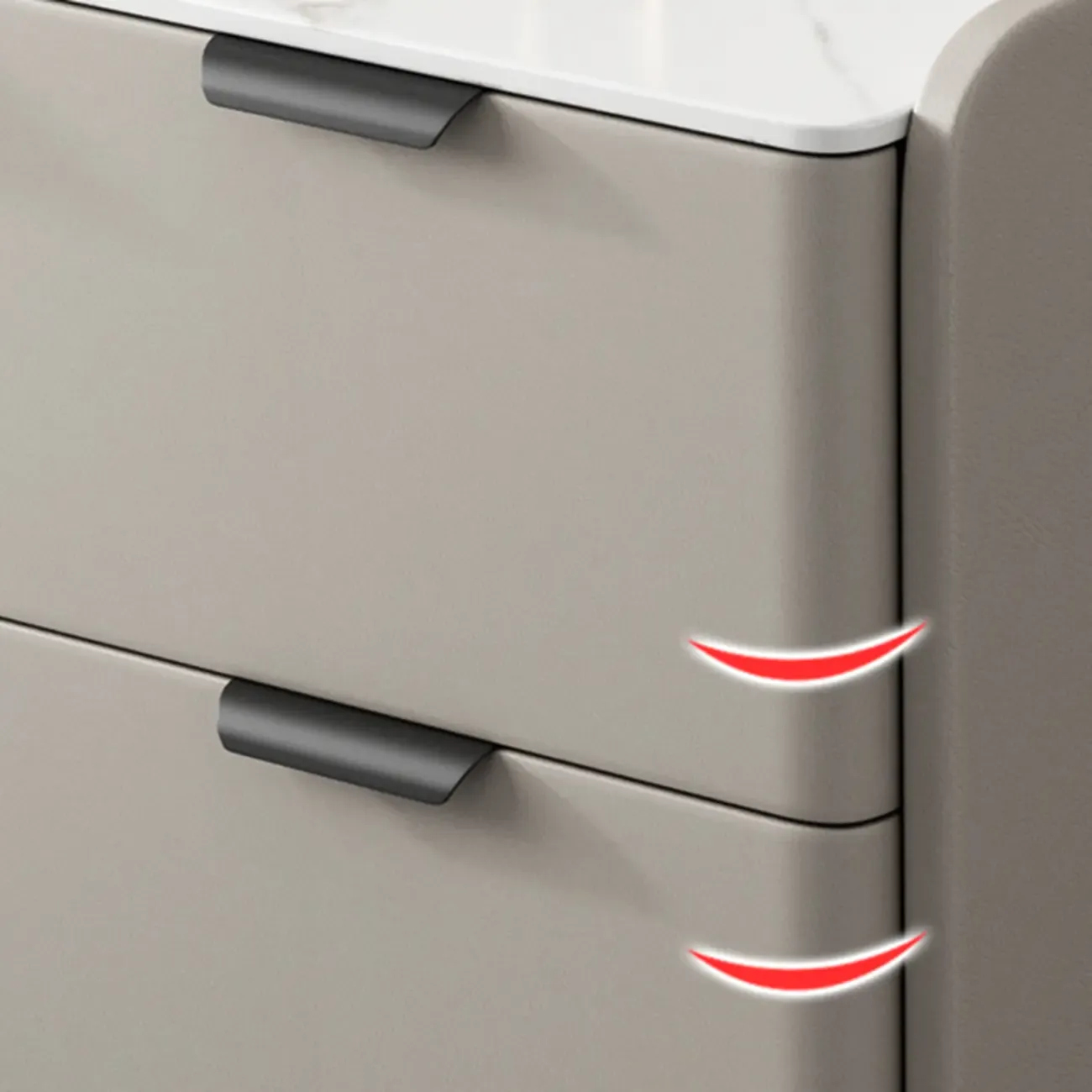 Tall 4-Drawer Stone Top Wooden L-Shaped Sofa End Table