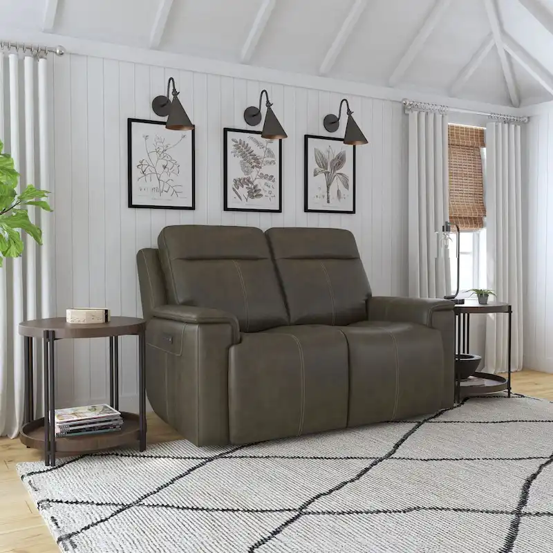 Zero Gravity Top Grain Leather Power Reclining Loveseat with Power Headrests & Lumbar - 64 x 42 x 41