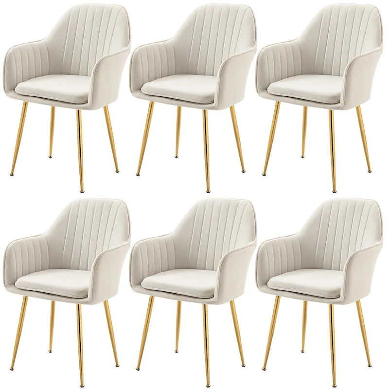 AVAWING Upholstered Dining Chair (Set of 6) Velvet Accent Arm Chair