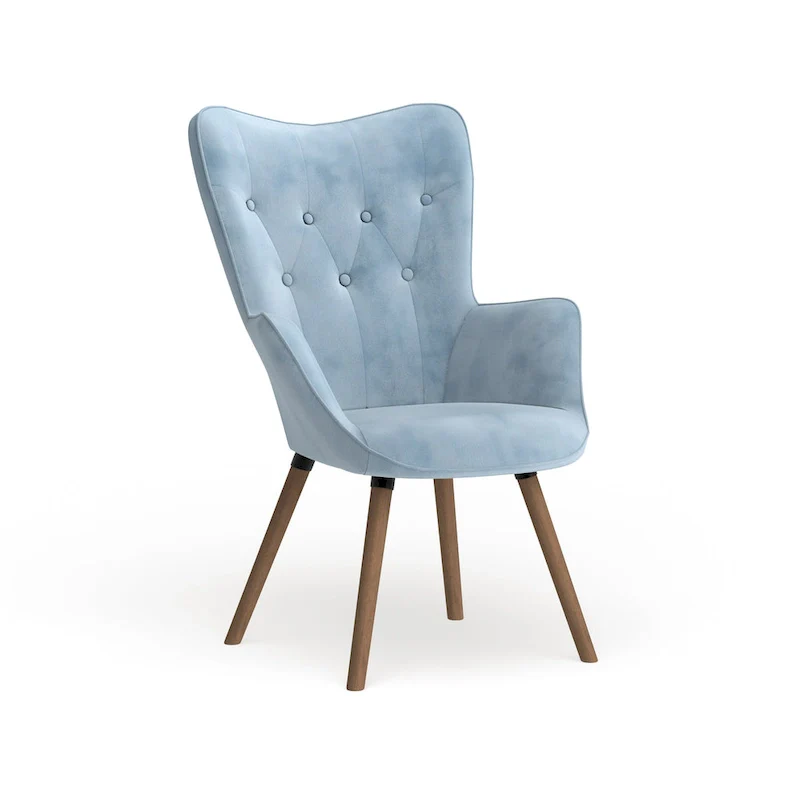 Button-tufted High-back Velvet Accent Chair