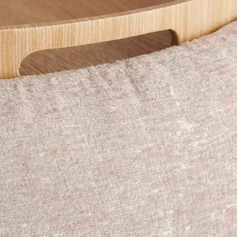 Carson Carrington Astrid Pouf with Natural Wood Tray Top