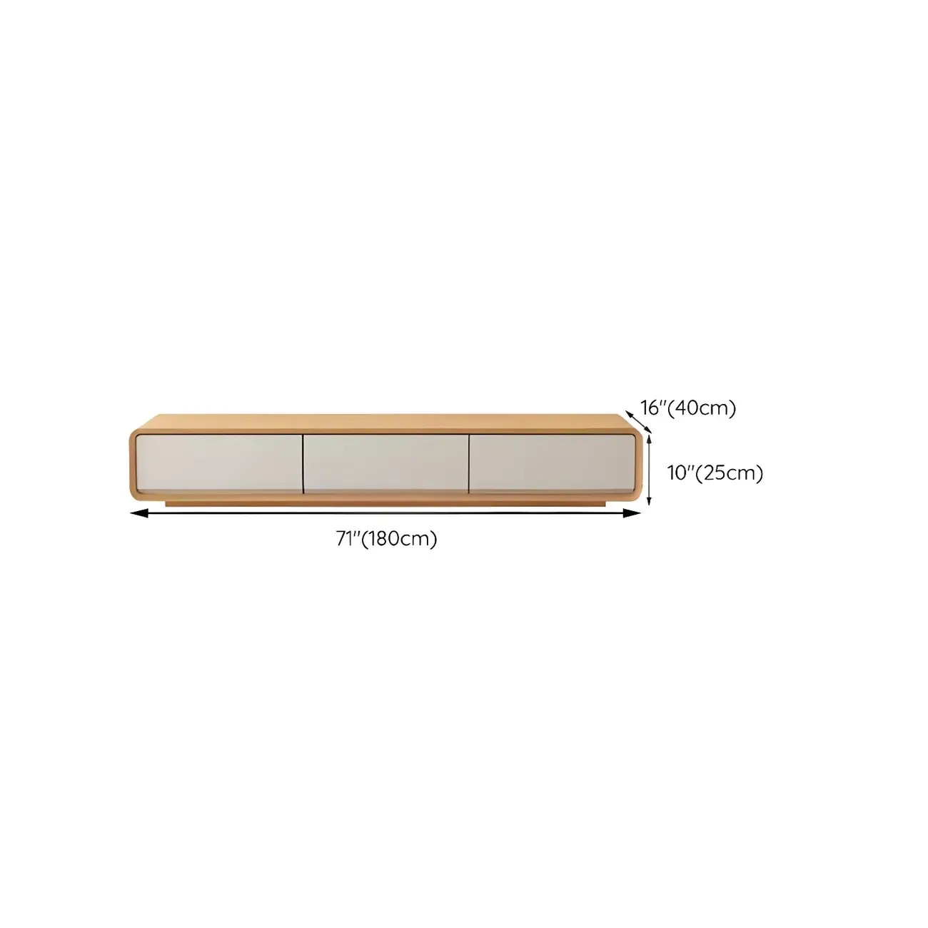 79 Natural Wood Long Floating TV Stand with Drawers