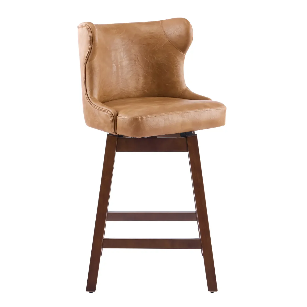 Set Of 2 Bar Height Mid-century Modern Upholstered Bar Stools