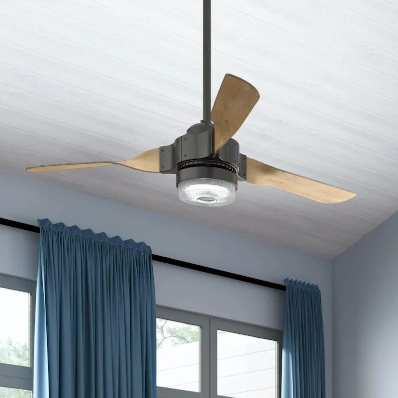 Hunter 54  Apache WiFi Ceiling Fan with LED Light Kit and Handheld Remote - Industrial - SMART FAN!