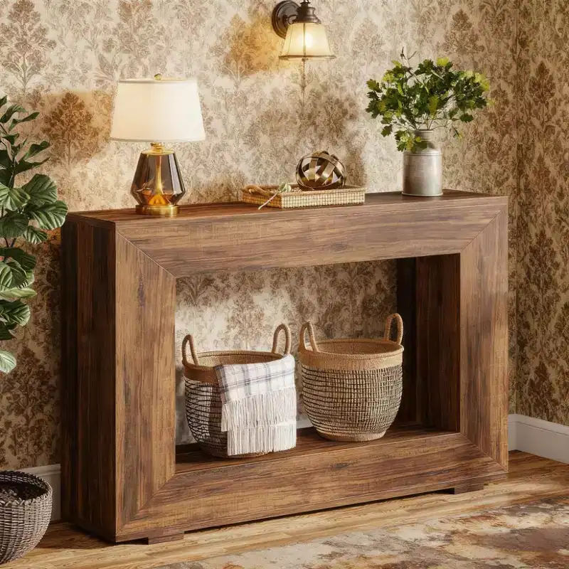 JVNOXK 47 Rustic Farmhouse Wood End Table Side Table