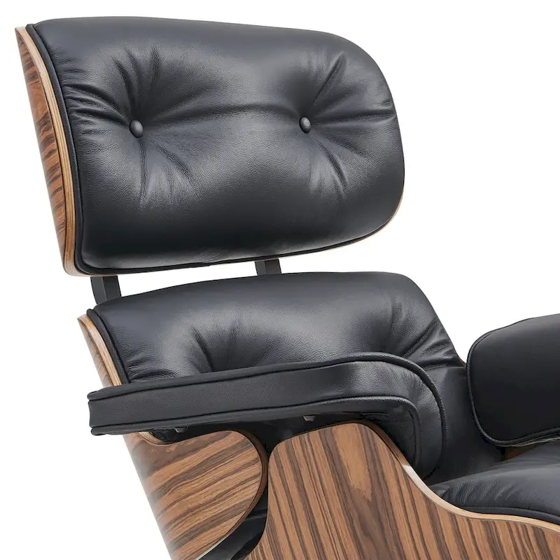 Mid-century Modern Lounger Real Leather Arm Chair and Ottoman Set