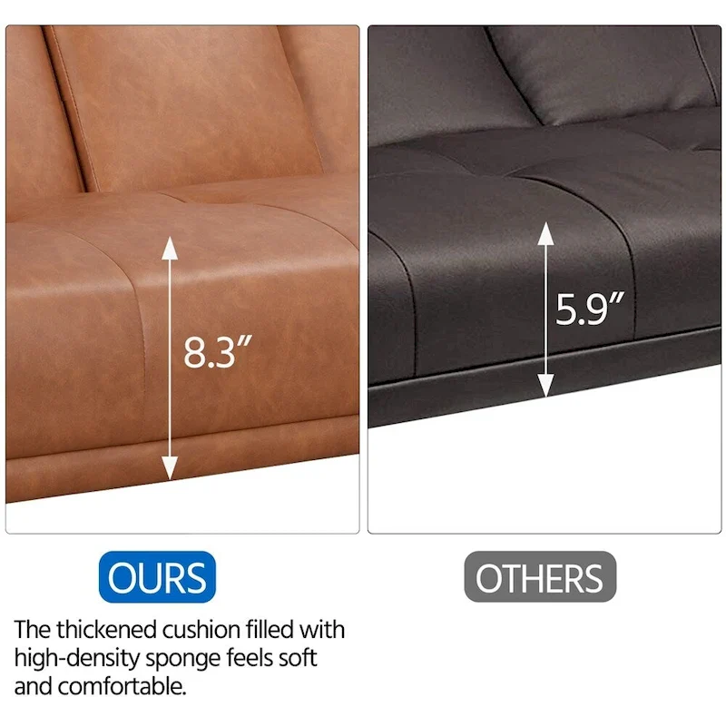 Yaheetech Modern Recliner Couch Faux Leather Futon Sofa Bed