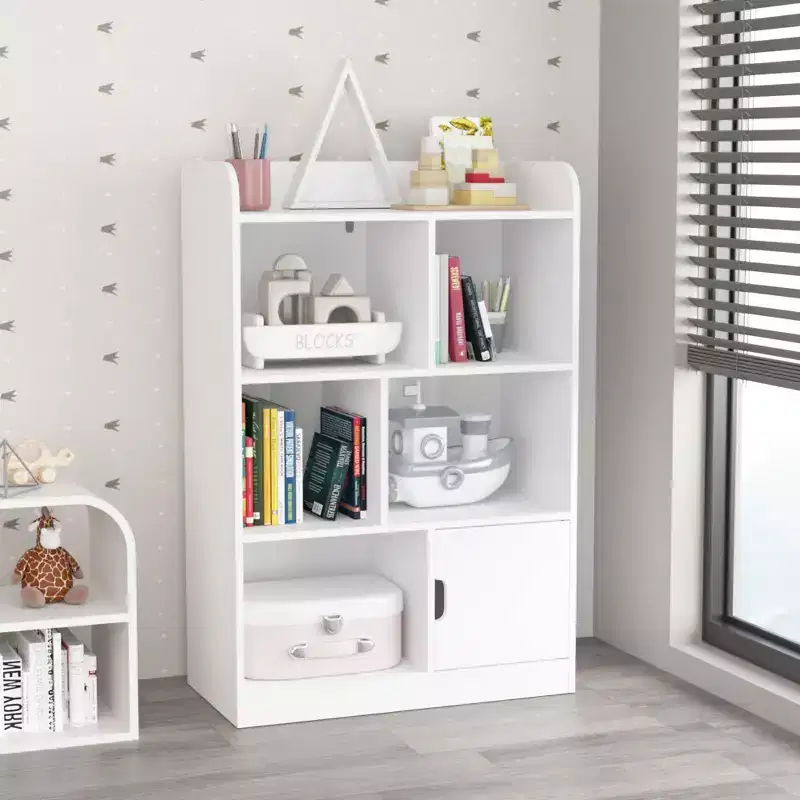 Kids Bookcase, Bookshelf with 6 Compartments, Freestanding Shelves and Cube Organizer, for Bedroom Living Room Office Closet School in White