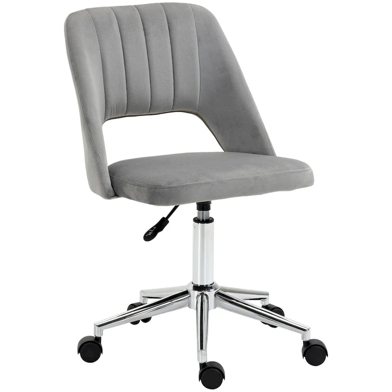 Vinsetto Modern Mid Back Office Chair with Velvet Fabric, Swivel Computer Armless Desk Chair