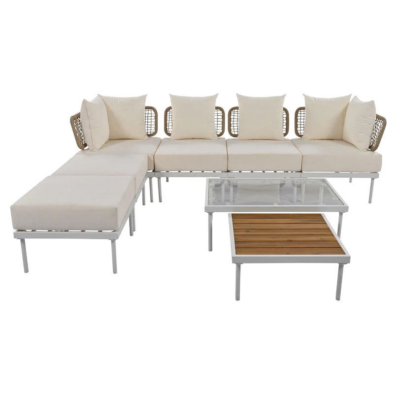 8-Piece Patio Sectional Sofa Set with Coffee Table
