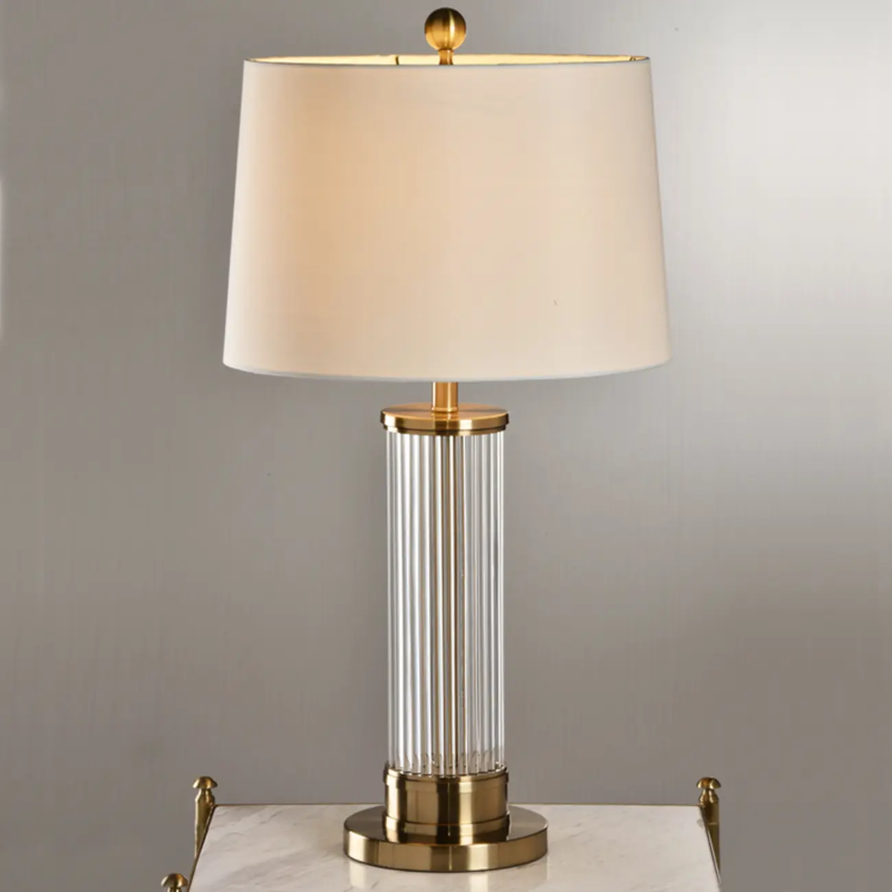 Modern Elegant Barrel Gold LED Table Lamp Fabric Shade