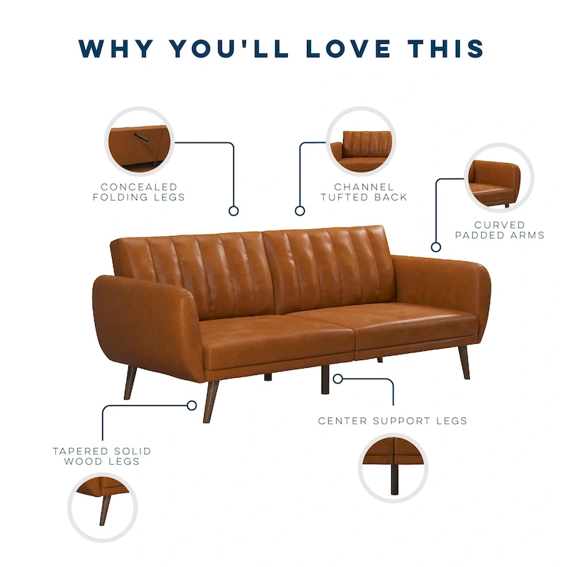 The Novogratz Brittany Faux Leather Futon Sofa Bed