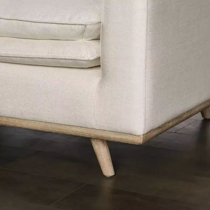 HOMES: Inside + Out Gubera 82" Mid-Century Sofa Cotton Linen Blend Upholstery with Feather Blend Cushions